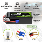 2 x OVONIC 6S Battery 6000mAh 22.2V 120C Lipo Battery with EC5 Connector & Lipo Voltage Checker